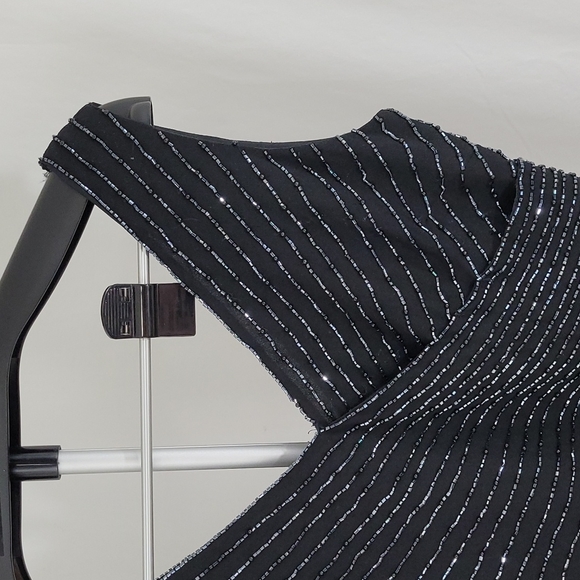 JKARA Fully Beaded Black Sleeveless Mini Tank Top SZ S - Picture 2 of 10